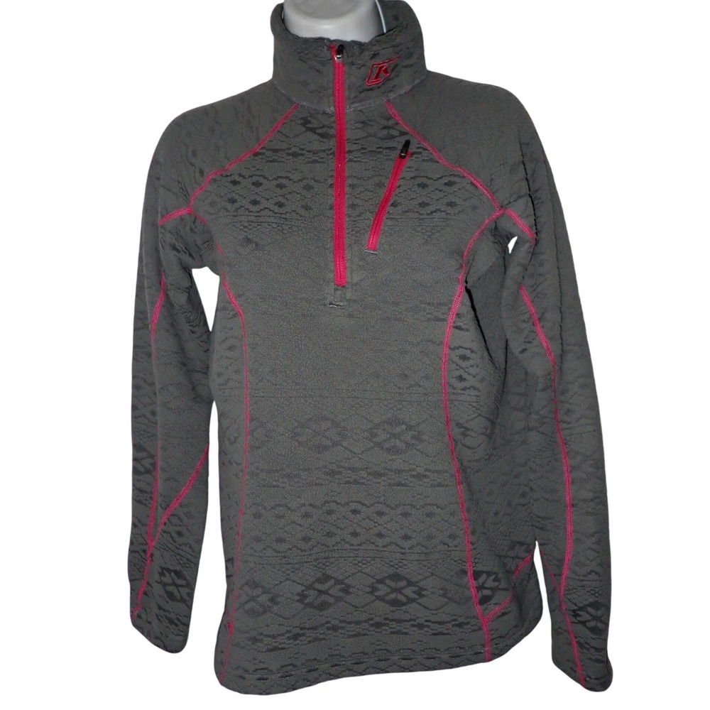 Klim Equinox Pullover Women S Grey Pink 1/4 Zip Sweater Jacket Fleece Snow
